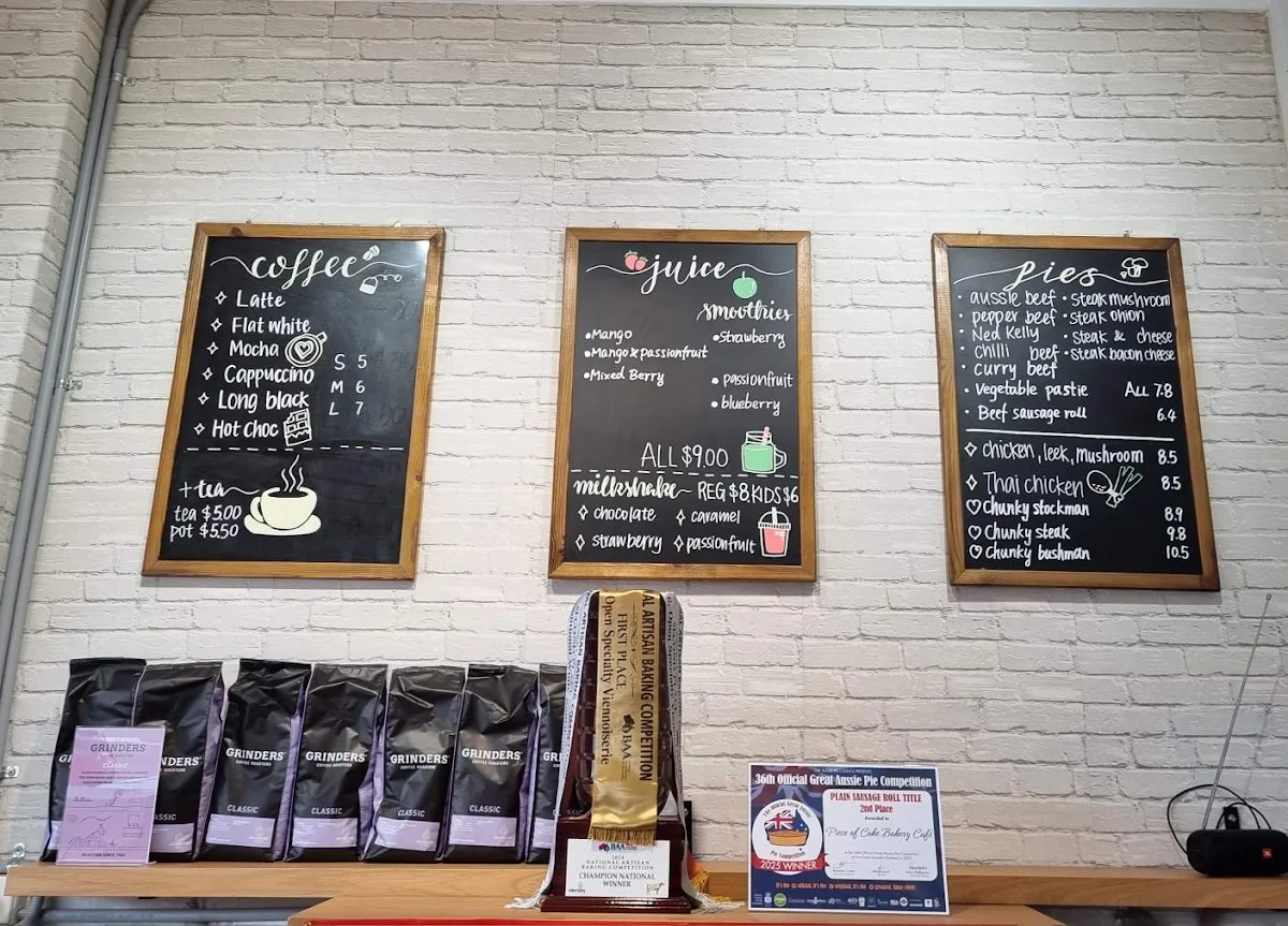 Menu, Piece of Cake Bakery