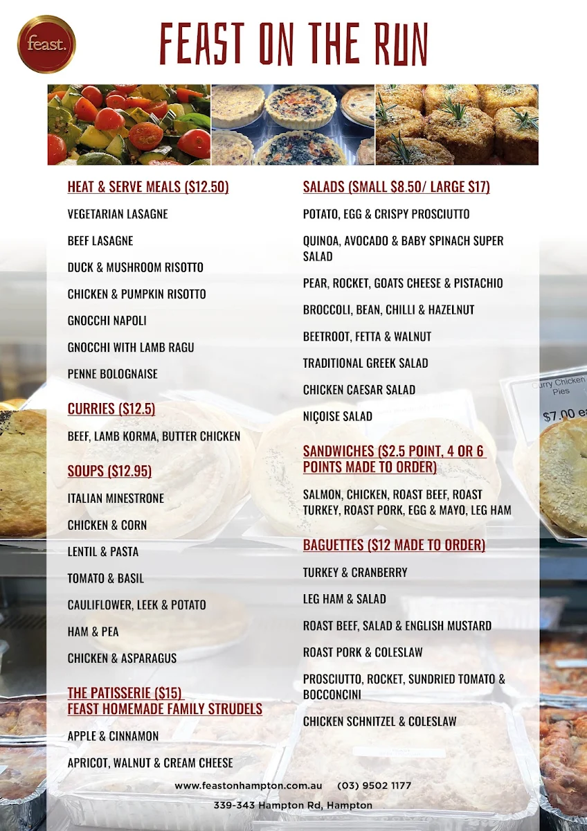Menu, Feast Wine Bar - Hampton