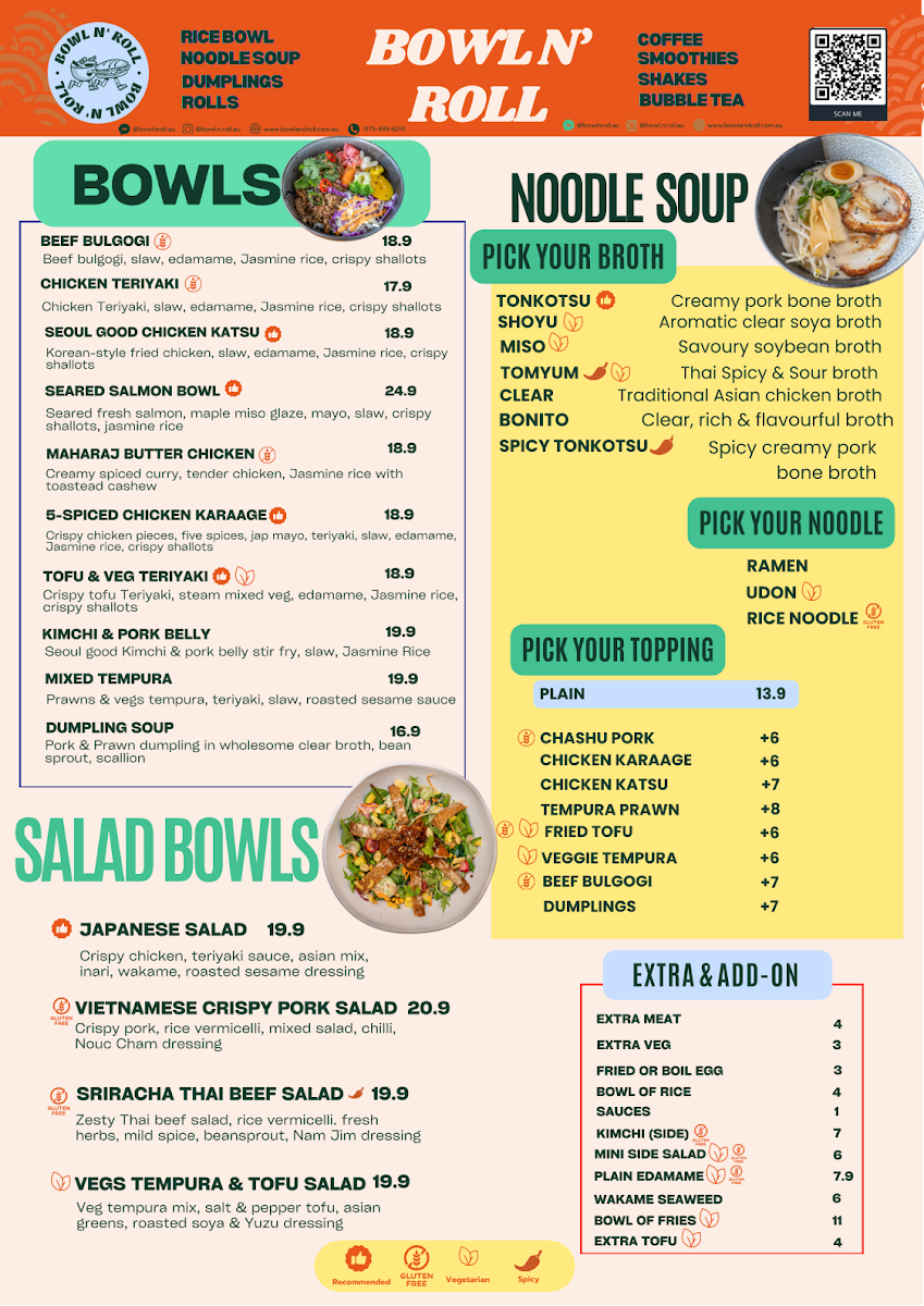 Menu, Bowl N' Roll