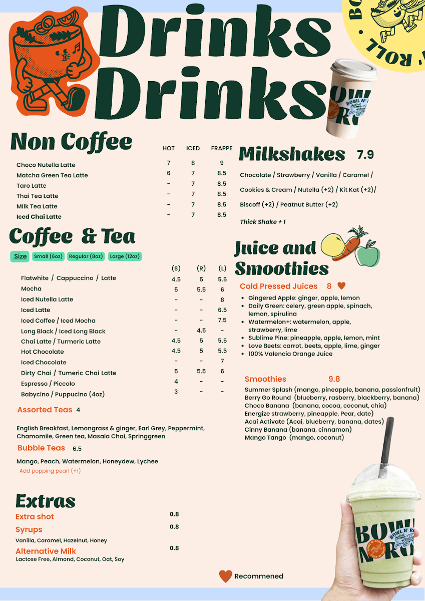 Menu, Bowl N' Roll