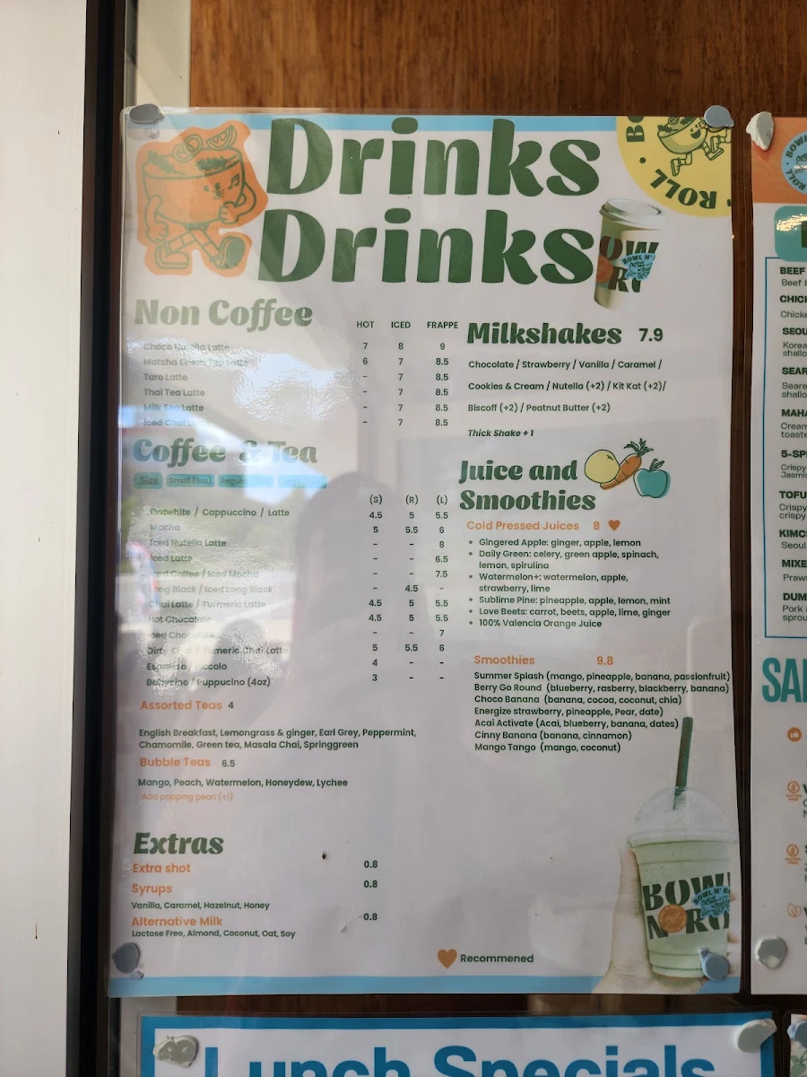 Menu, Bowl N' Roll