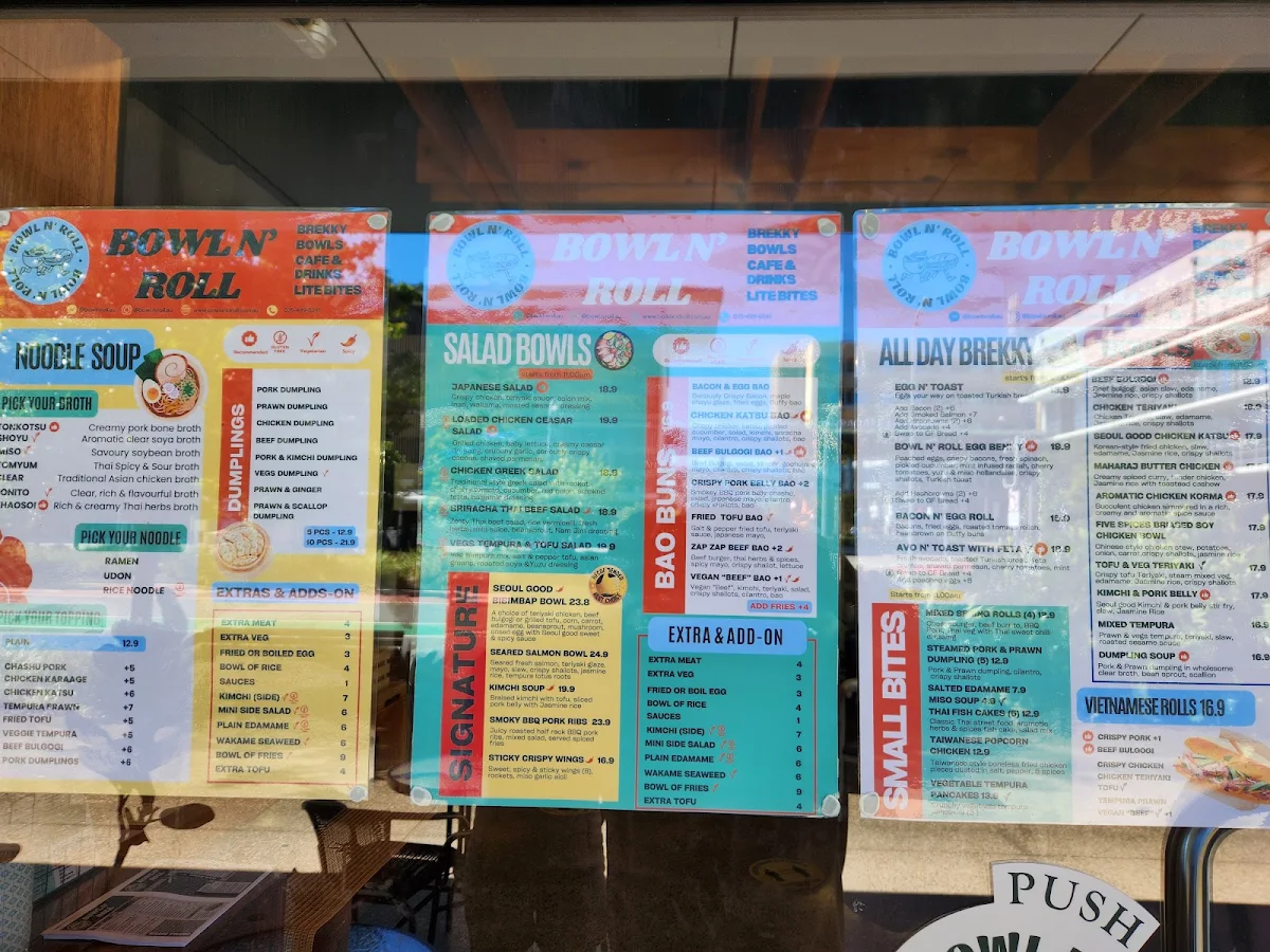 Menu, Bowl N' Roll