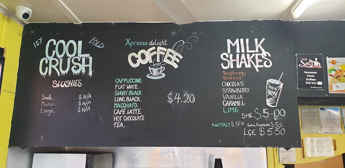 Menu, Victory Cafe