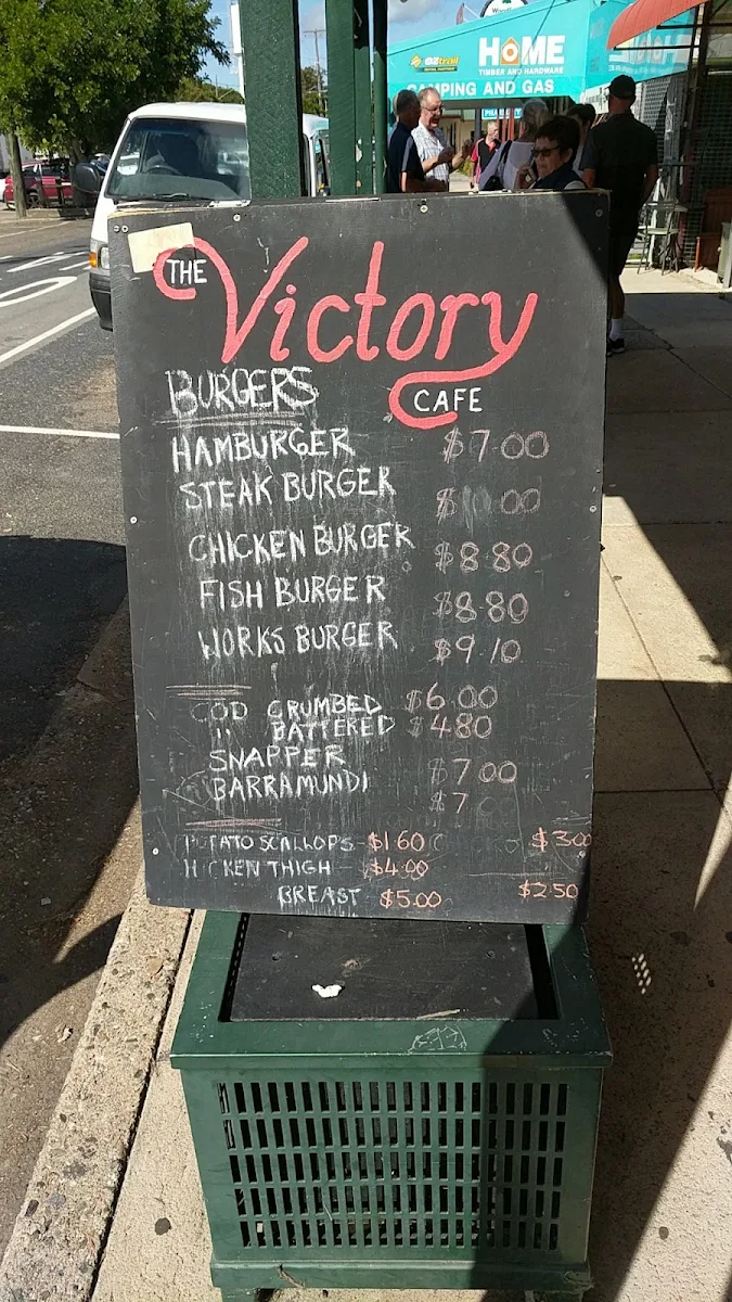 Menu, Victory Cafe