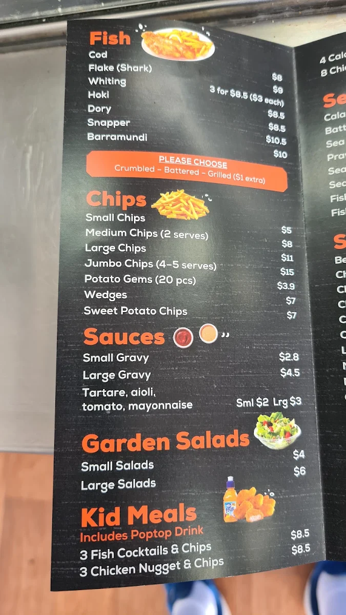 Menu, Tim’s Seafood