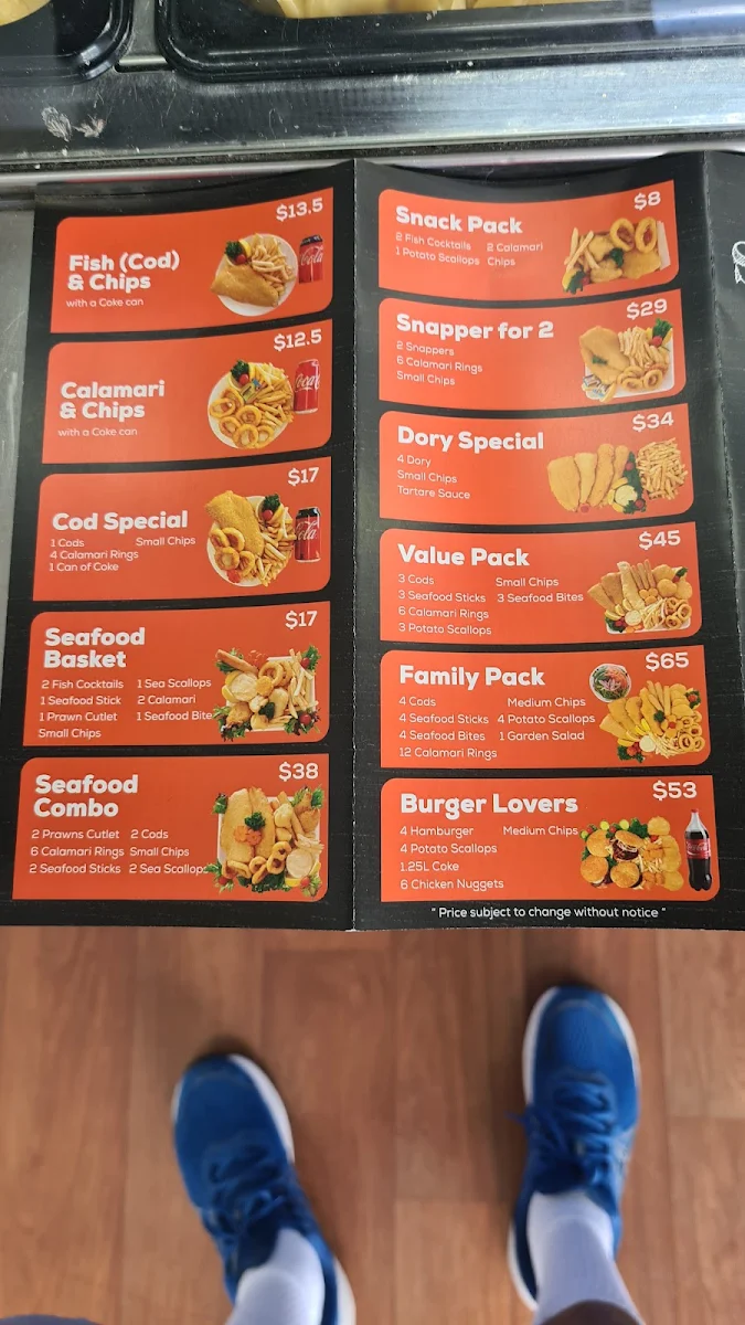 Menu, Tim’s Seafood