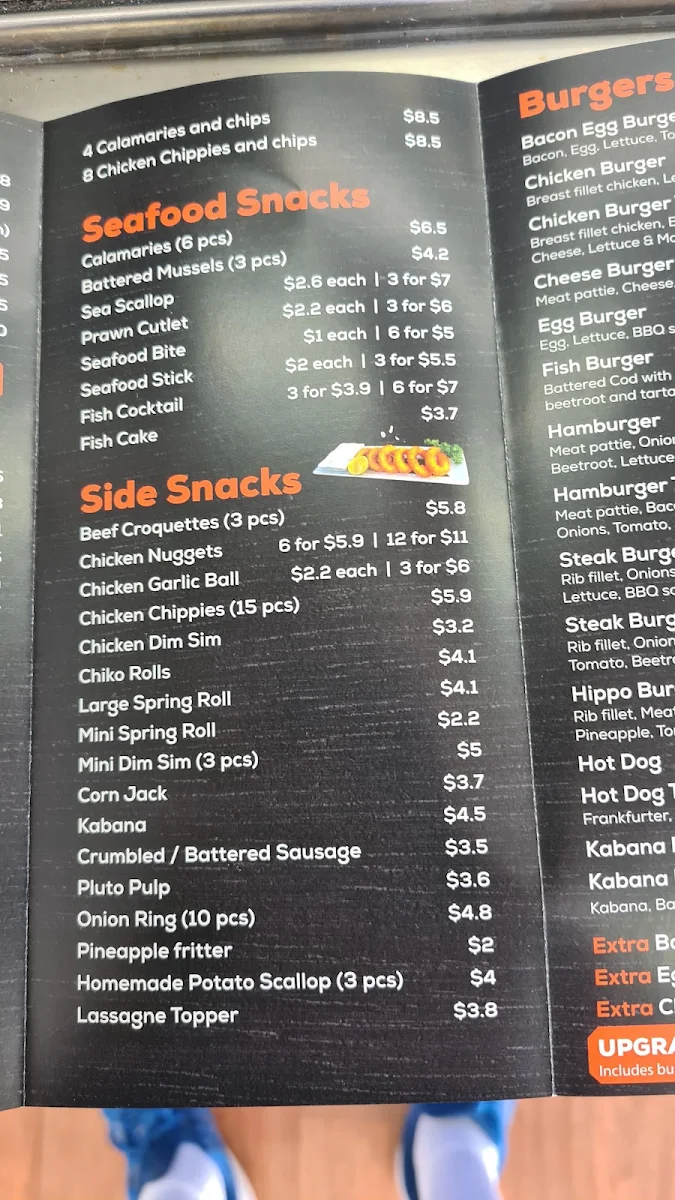 Menu, Tim’s Seafood