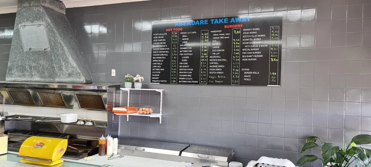 Menu, Aberdare Take Away Shop