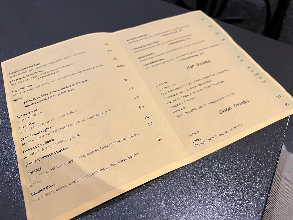 Menu, Bicicletta Restaurant