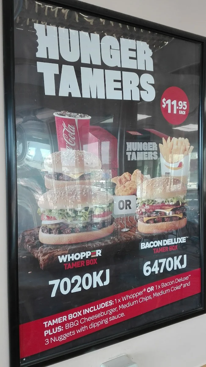 Menu, Hungry Jack's Burgers Alice Springs