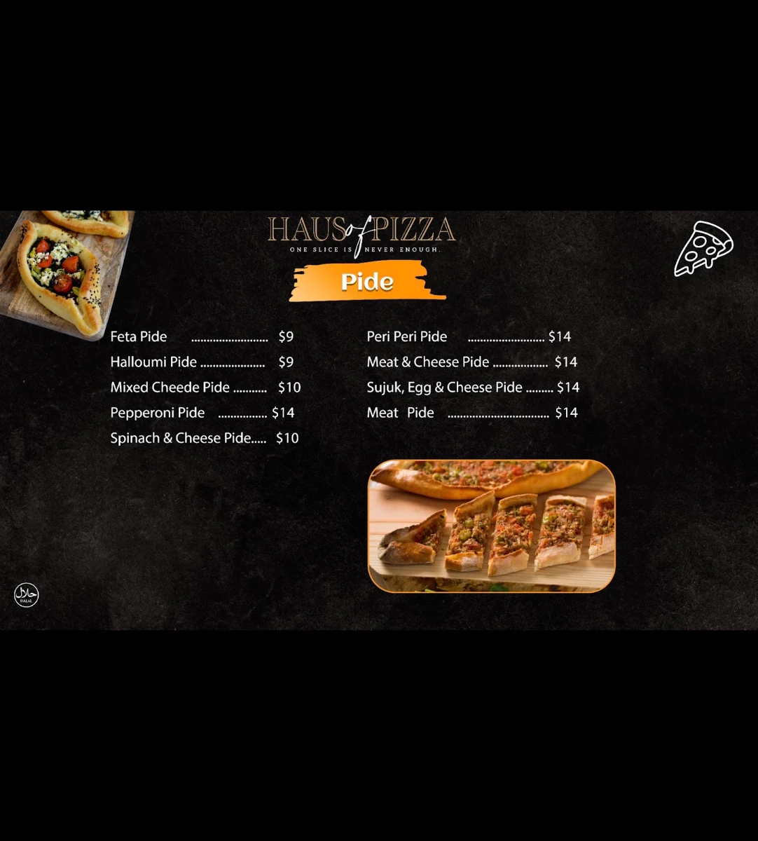 Menu, Haus Of Pizza Cafe