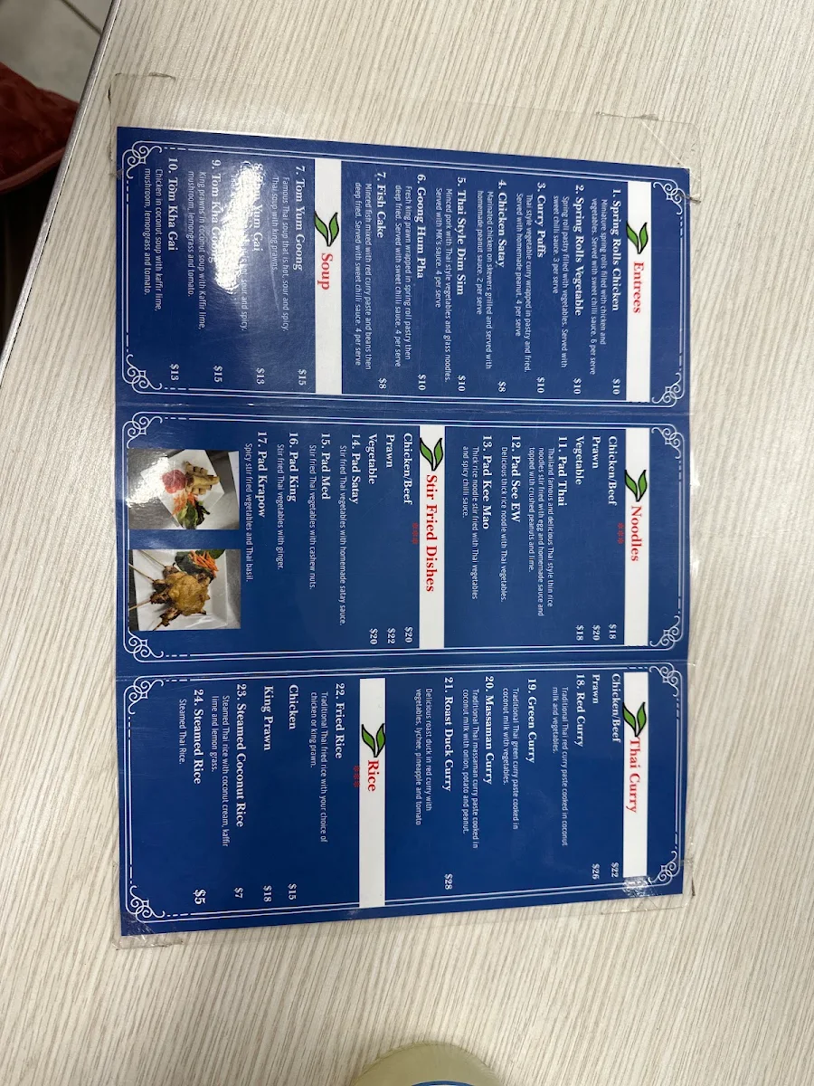 Menu, MK Thai