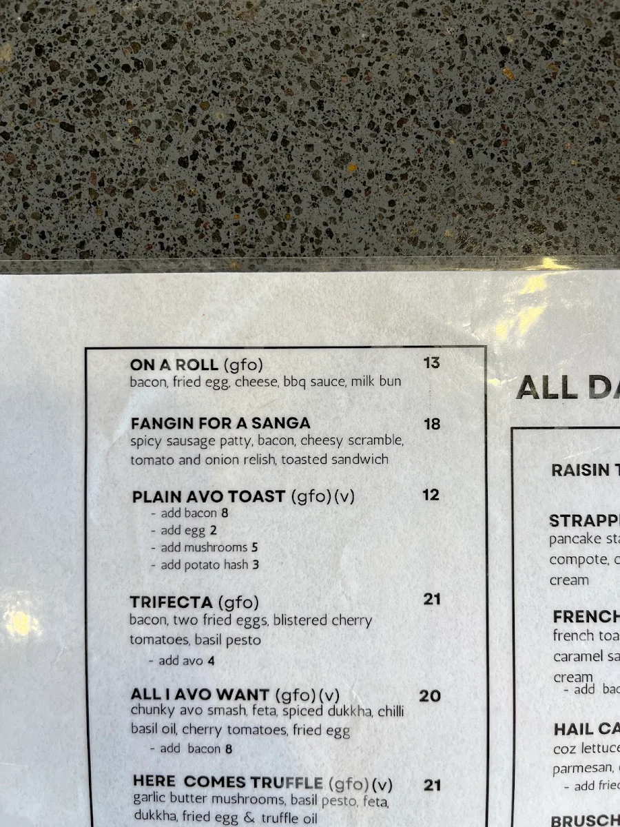 Menu, The Nines