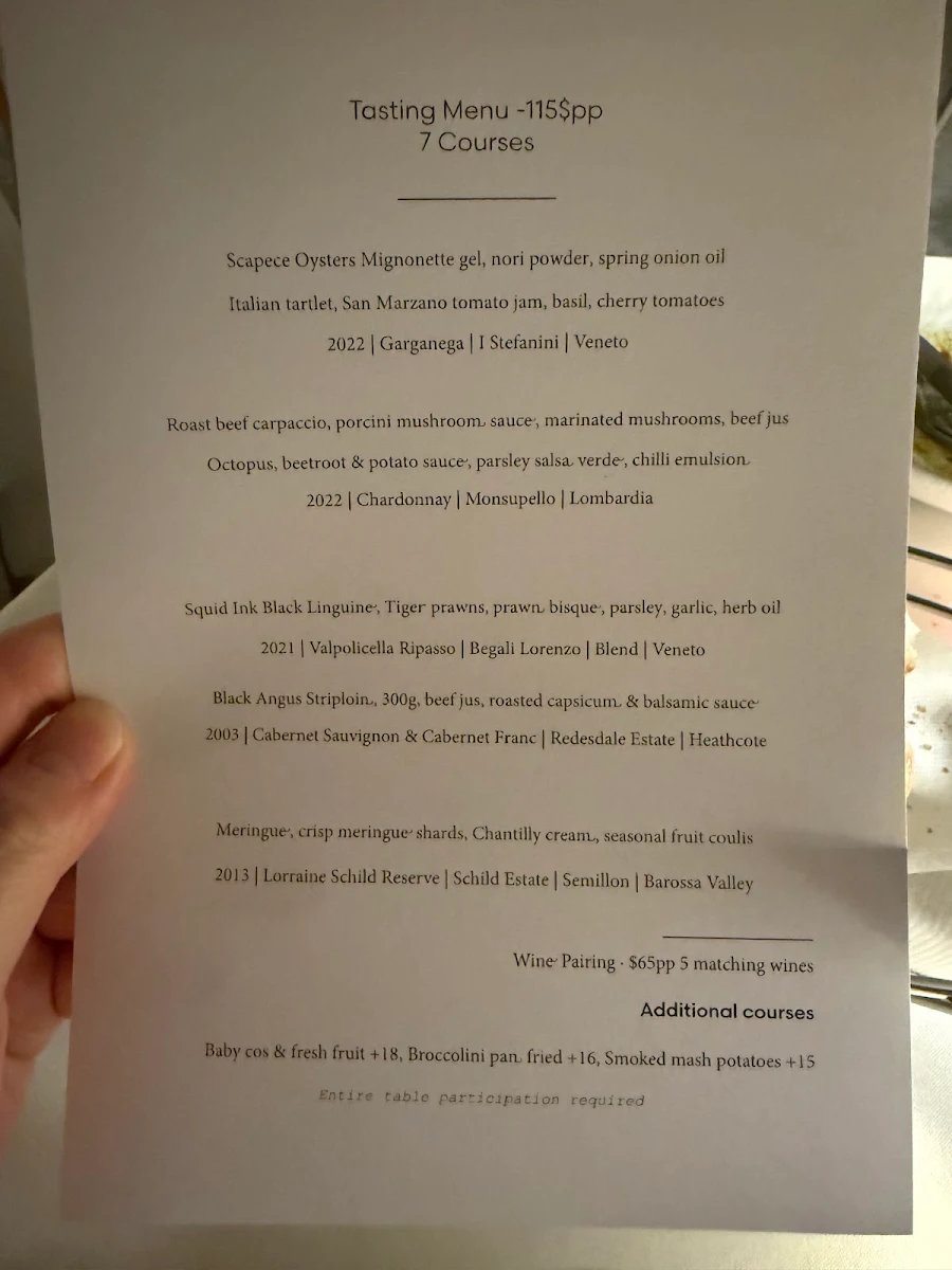 Menu, Da Guido La Pasta