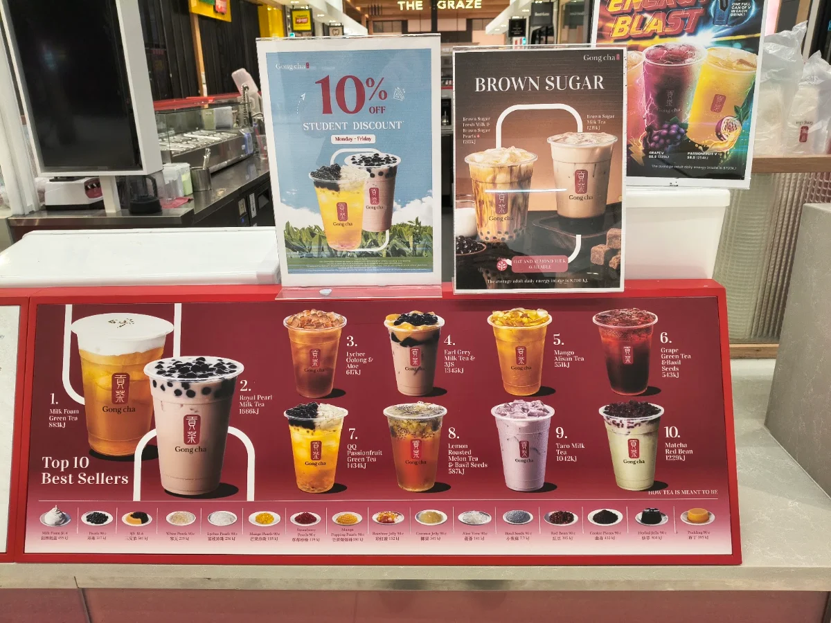 Menu, Gong Cha Oran Park