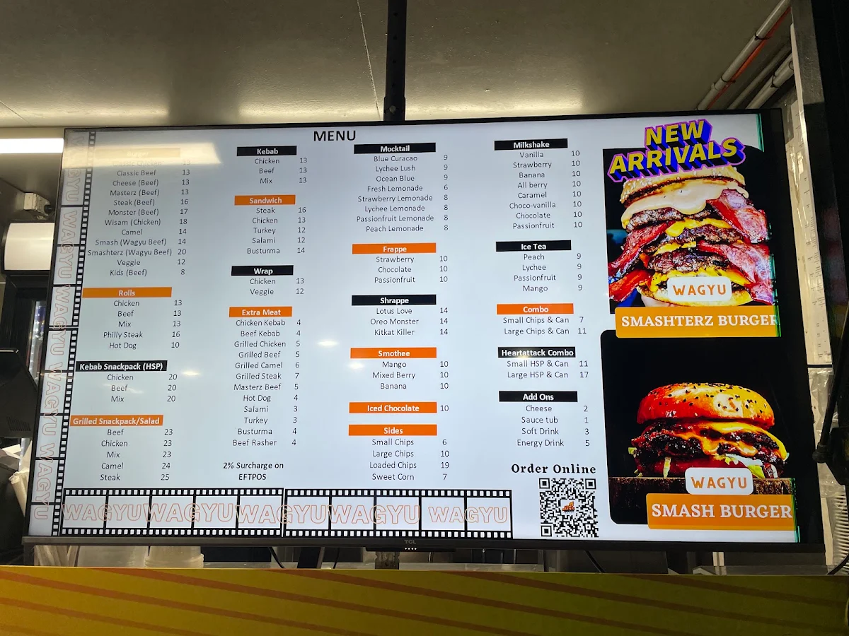 Menu, Grill Masterz Greenacre