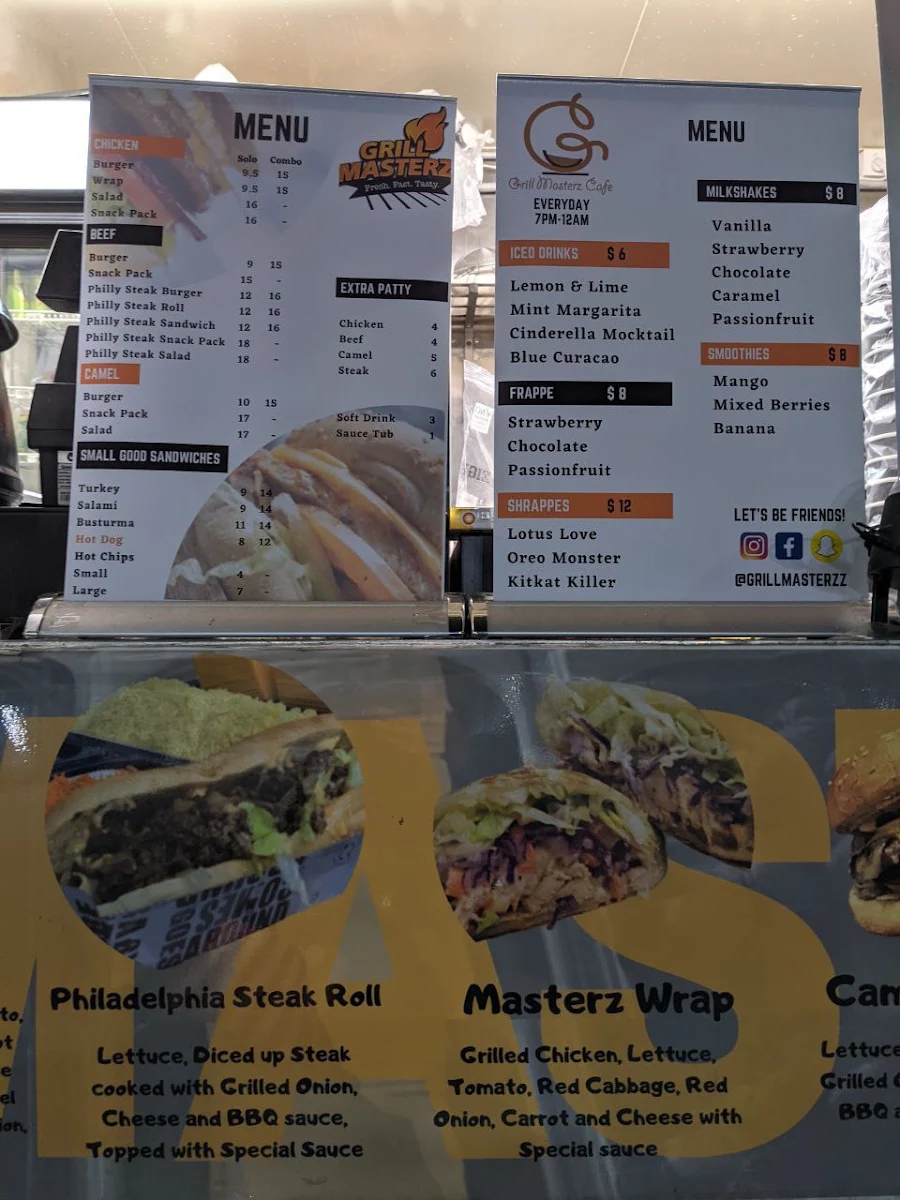 Menu, Grill Masterz Greenacre