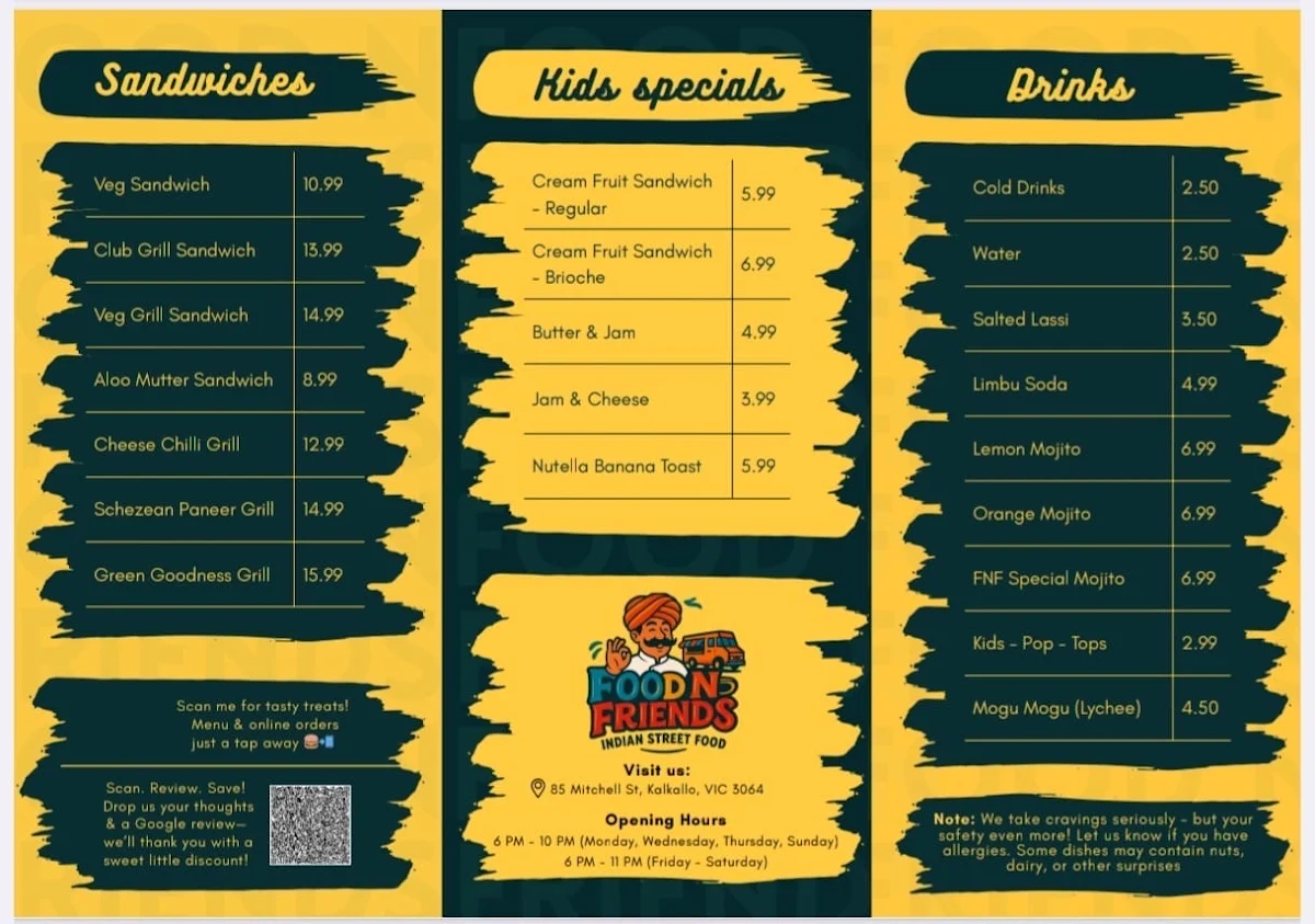 Menu, Food N Friends