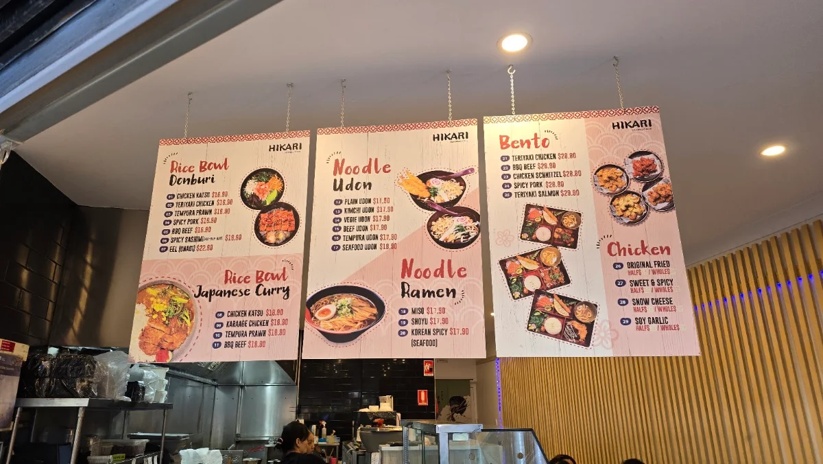 Menu, Hikari Sushi