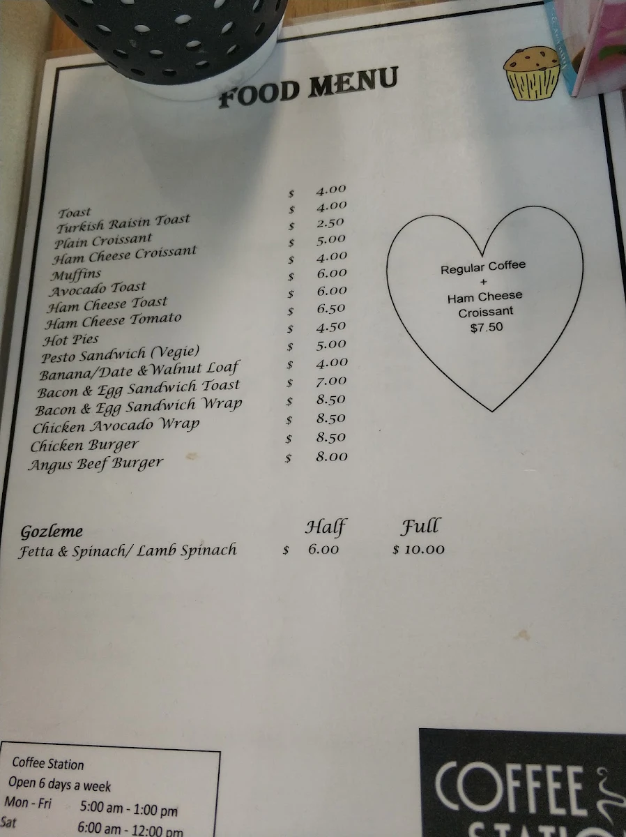 Menu, Coffee Station Padstow