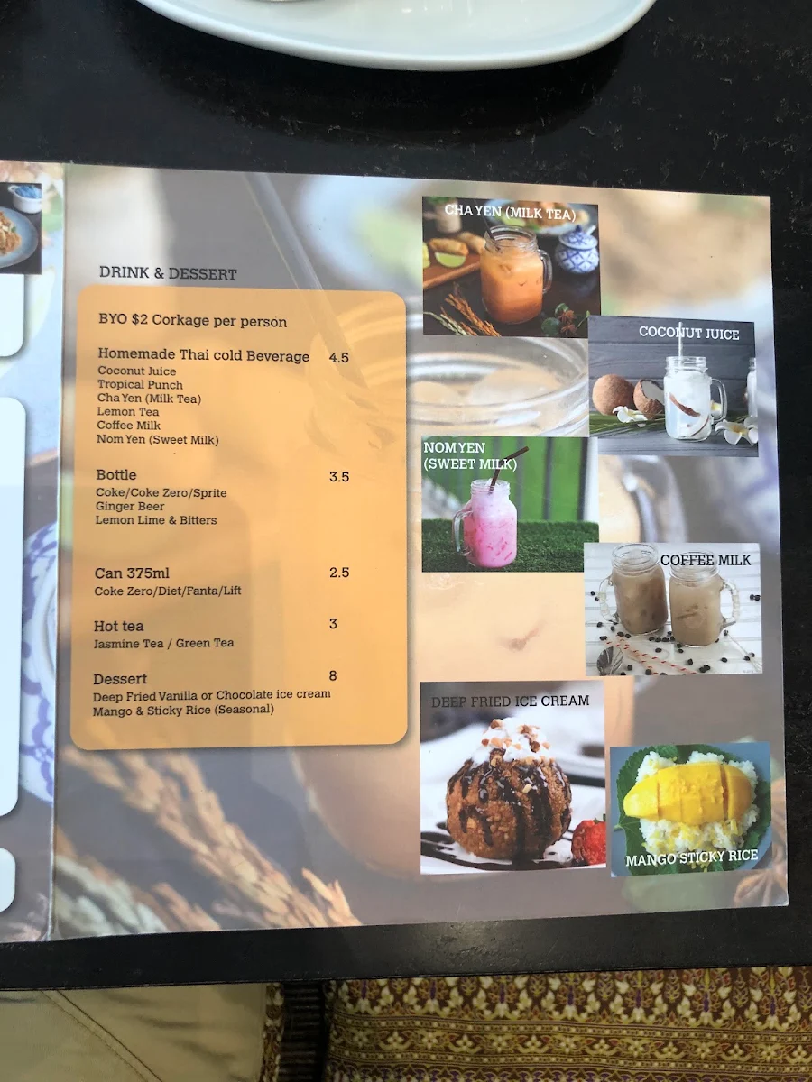 Menu, Khao Siam Thai