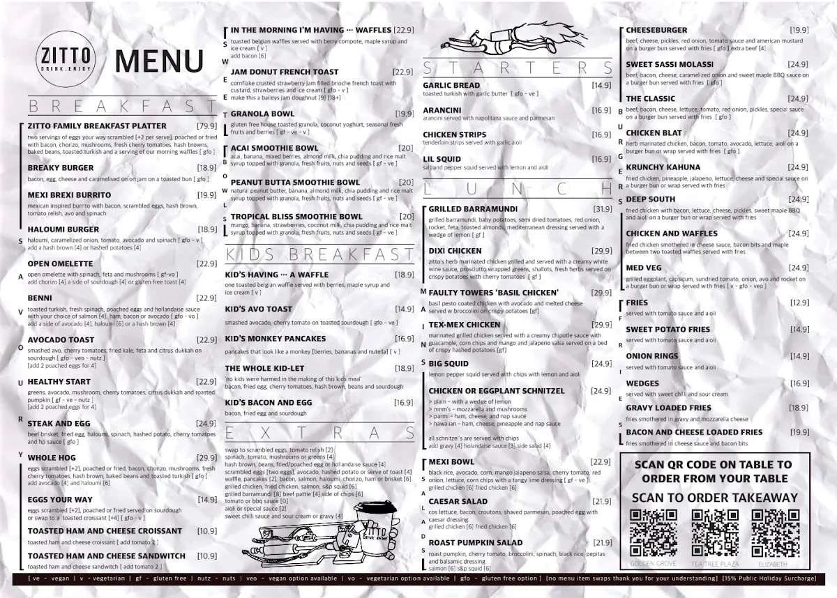 Menu, Zitto Elizabeth