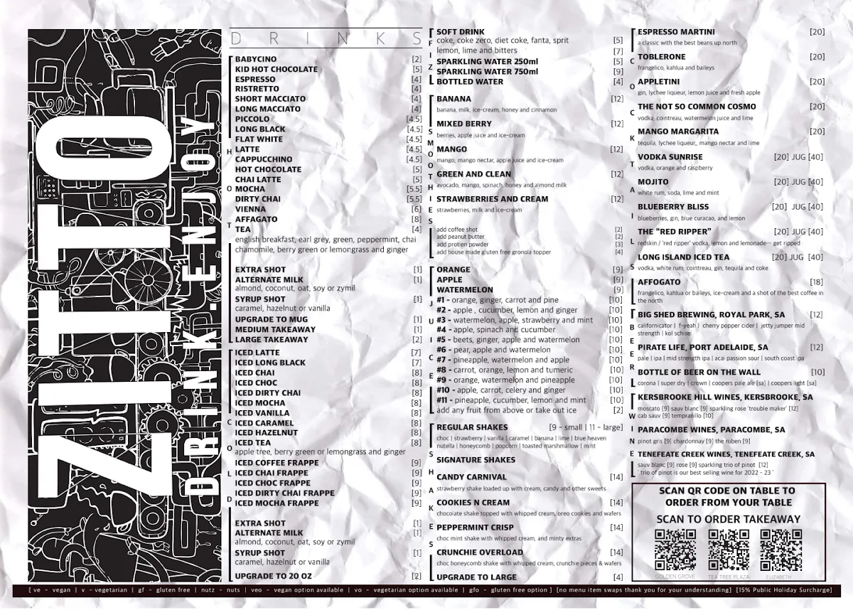Menu, Zitto Elizabeth