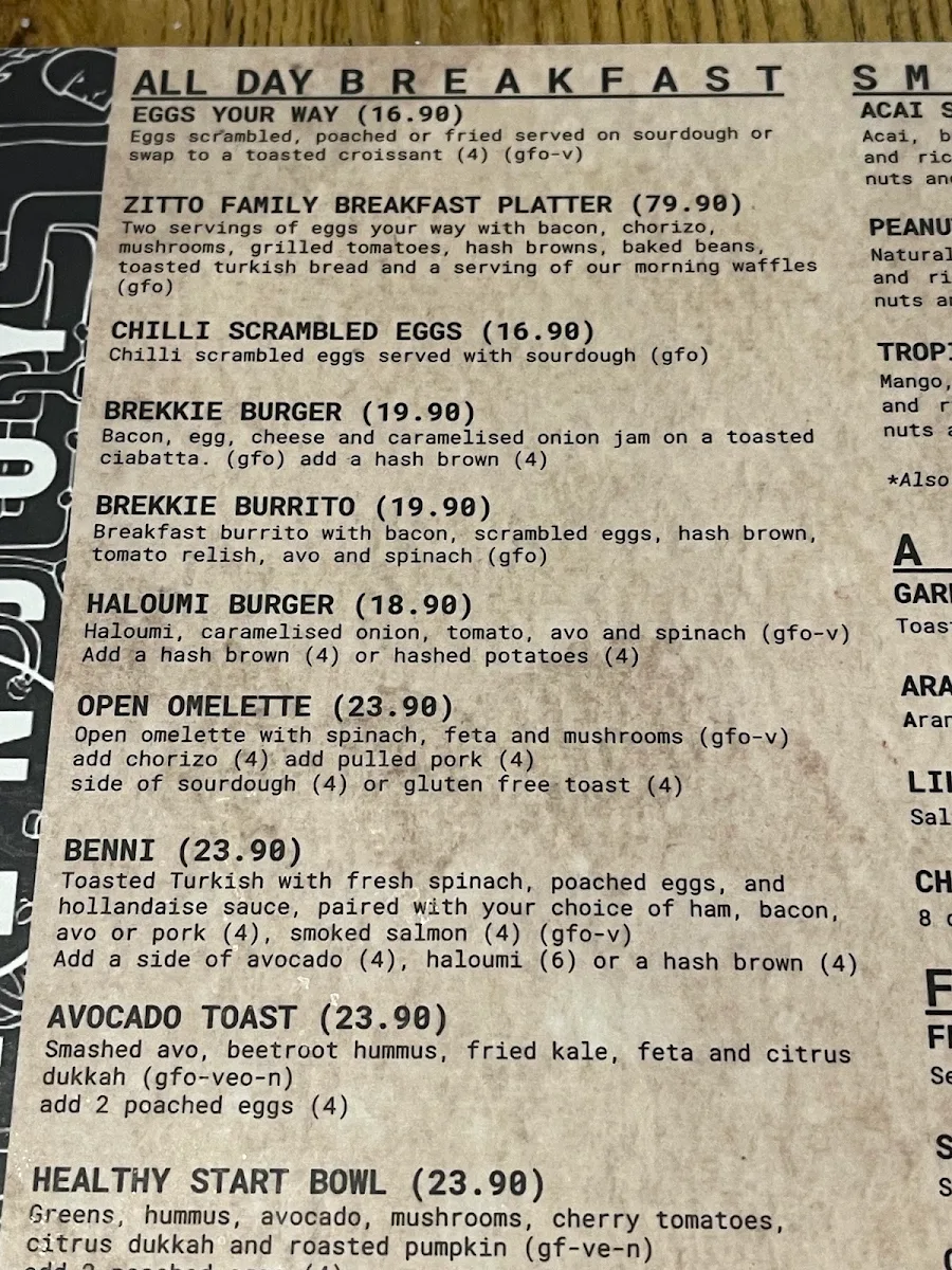 Menu, Zitto Elizabeth