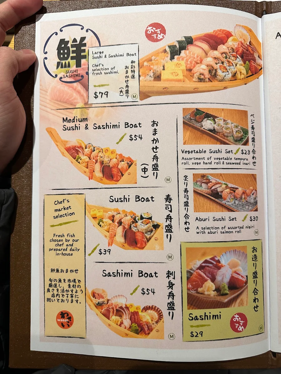 Menu, Wasai Japanese Kitchen