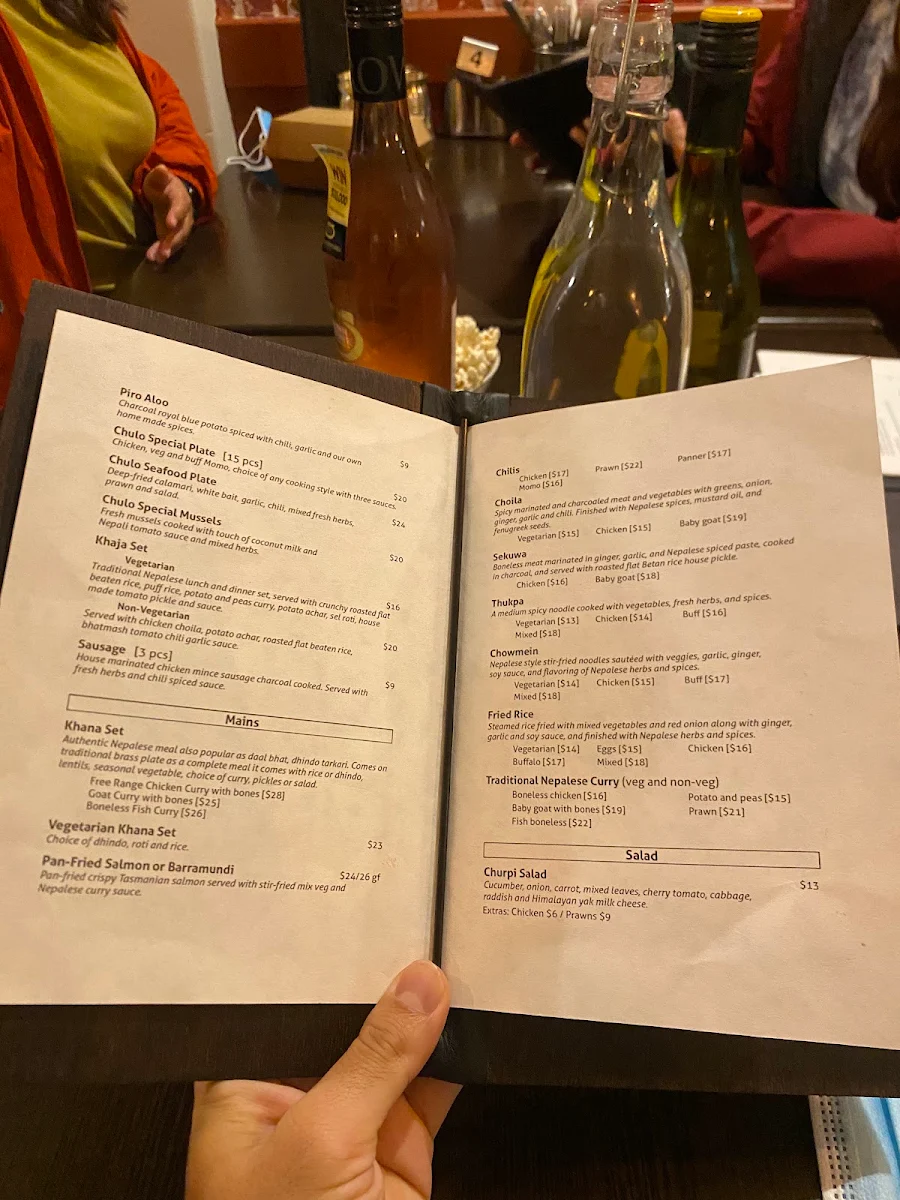 Menu, Chulo Nepalese Perth