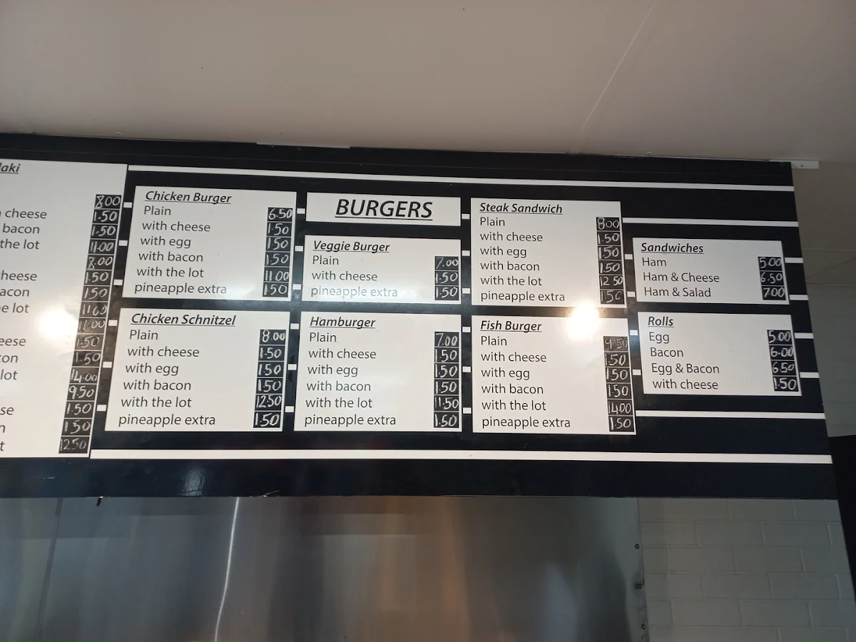 Menu, Jan's Cafe