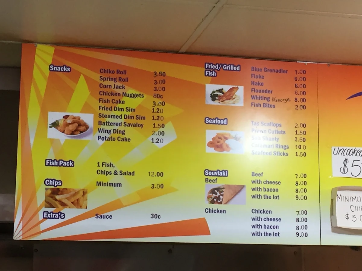 Menu, Jan's Cafe