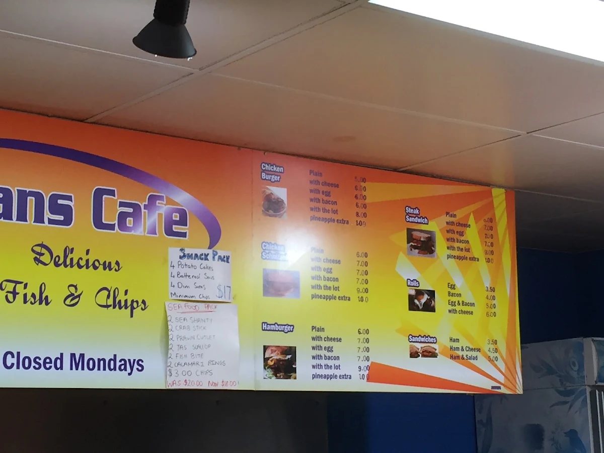 Menu, Jan's Cafe