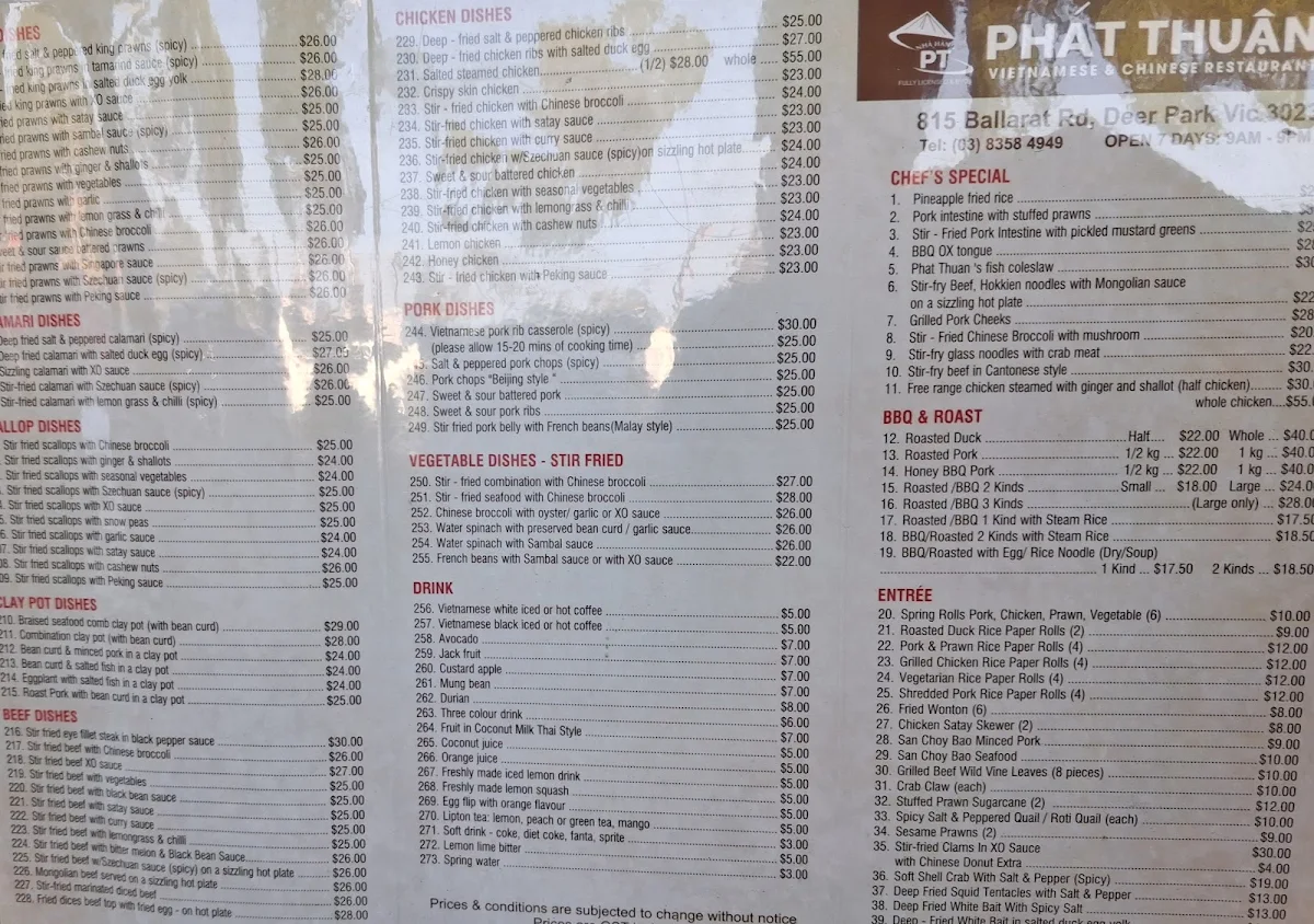 Menu, Phat Thuan