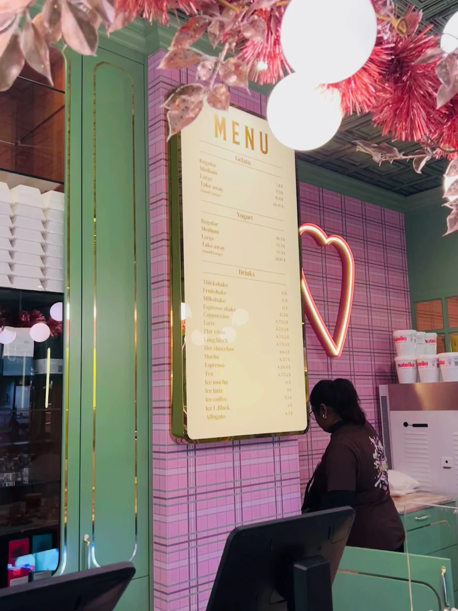 Menu, Anita Gelato Melbourne