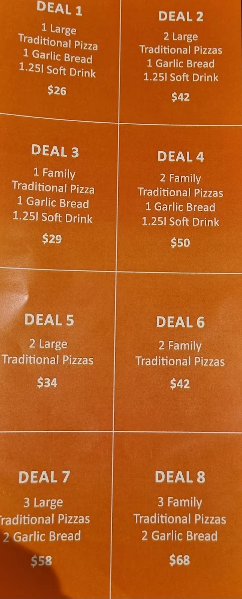 Menu, Reggie's The Oaks Pizzeria & Grill