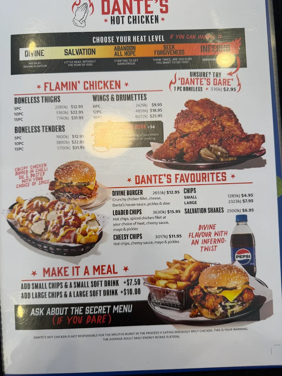 Menu, Pattysmiths Ocean Reef