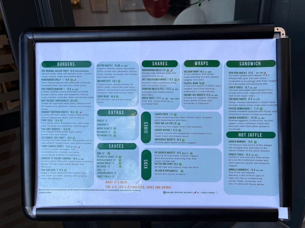 Menu, Hale Burgers