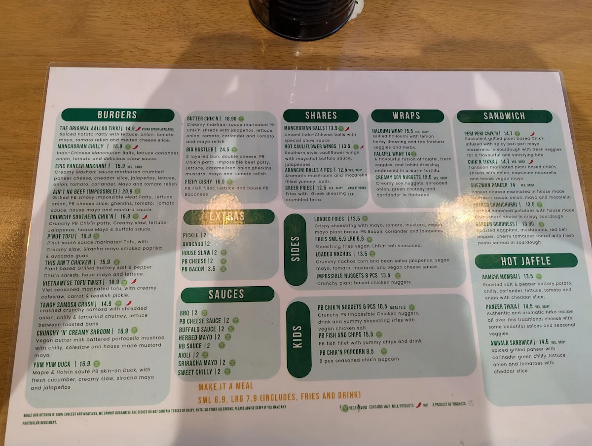 Menu, Hale Burgers