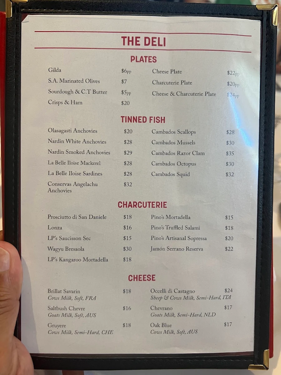 Menu, Continental Deli Bar Bistro Newtown