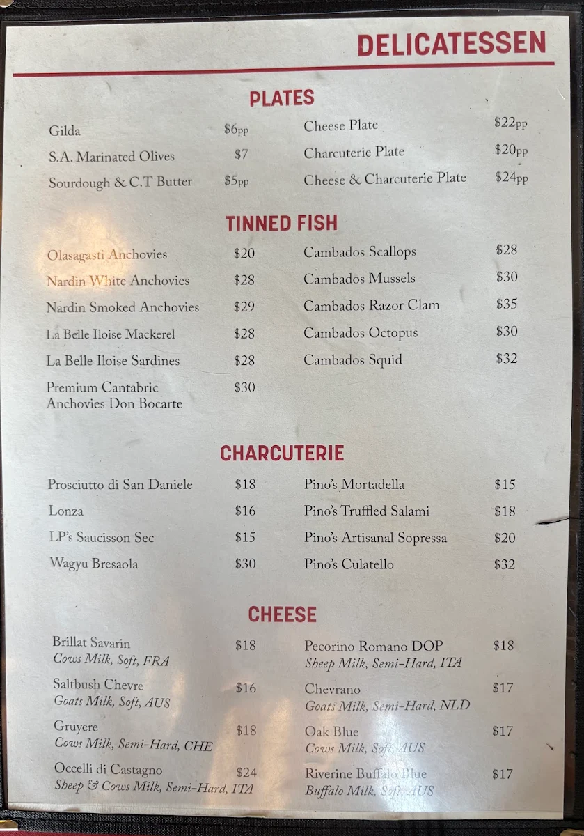 Menu, Continental Deli Bar Bistro Newtown