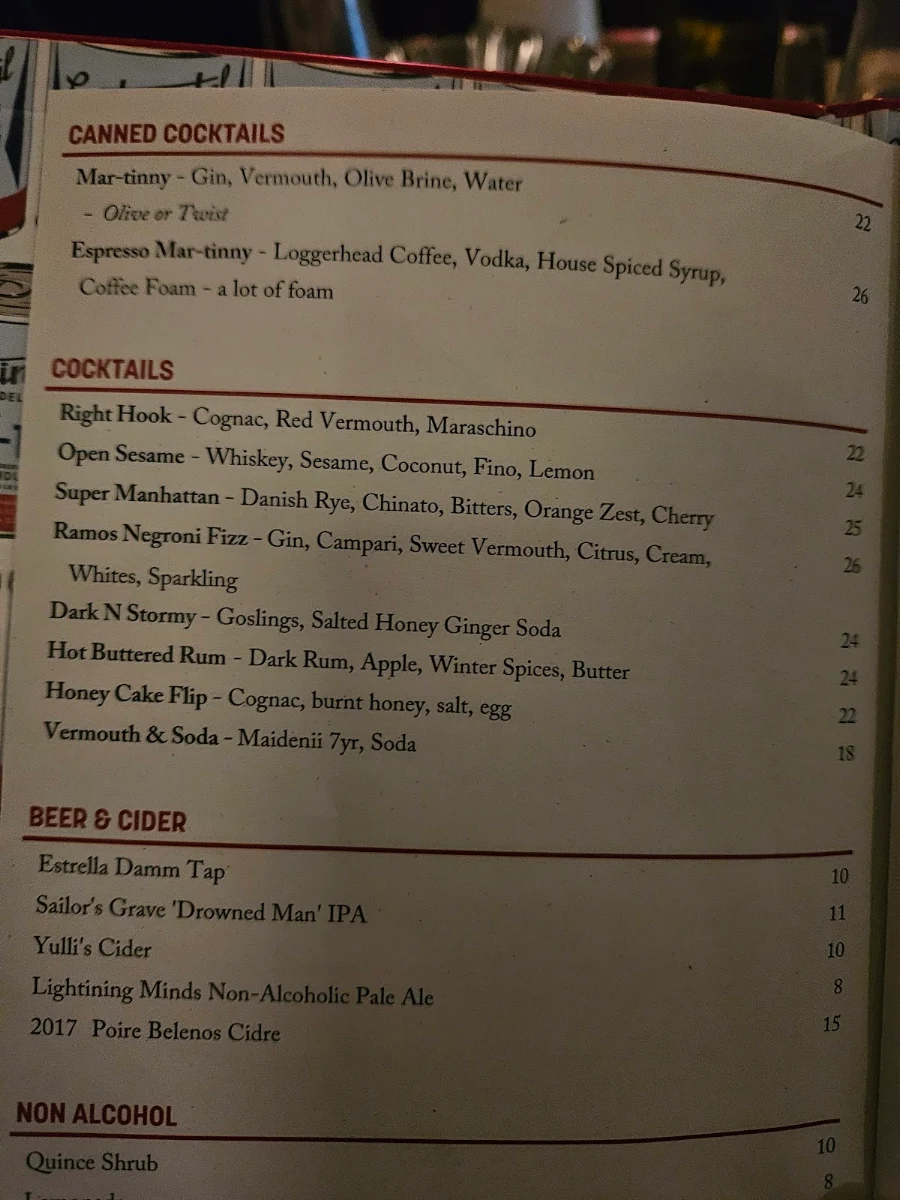Menu, Continental Deli Bar Bistro Newtown
