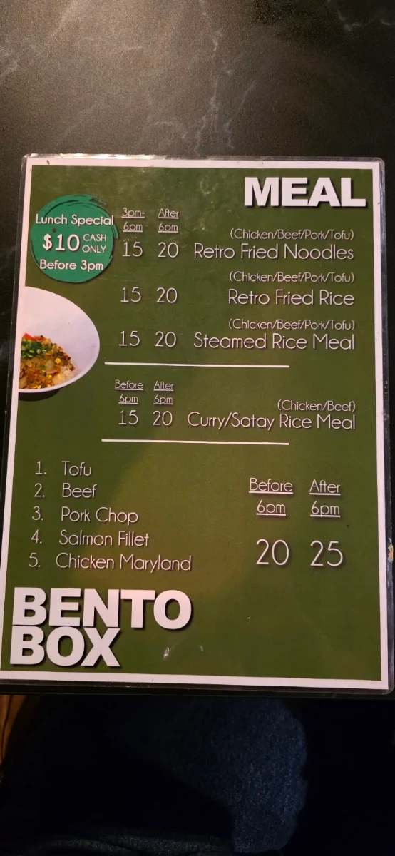 Menu, CK Retro Restaurant