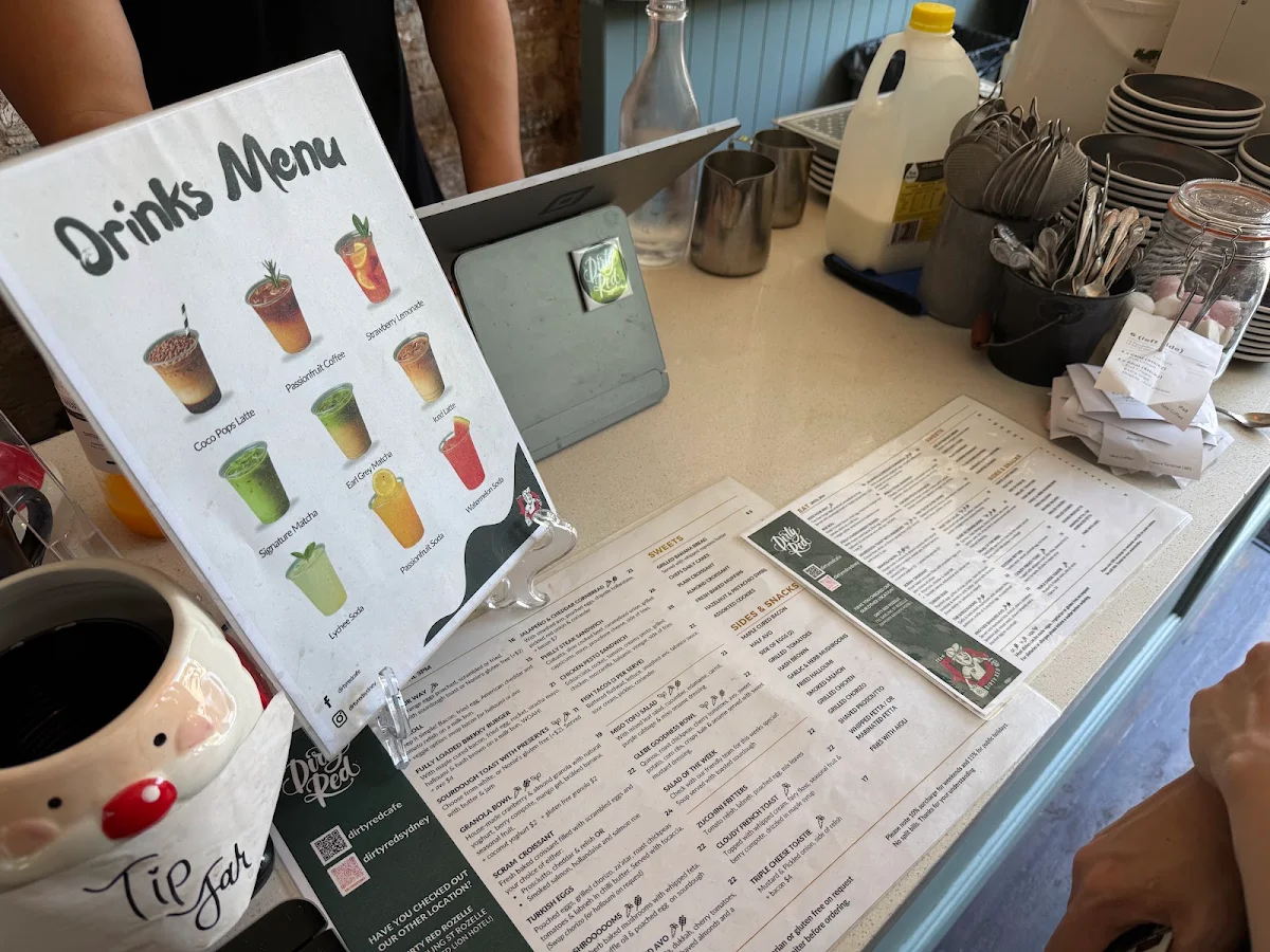 Menu, Dirty Red Glebe