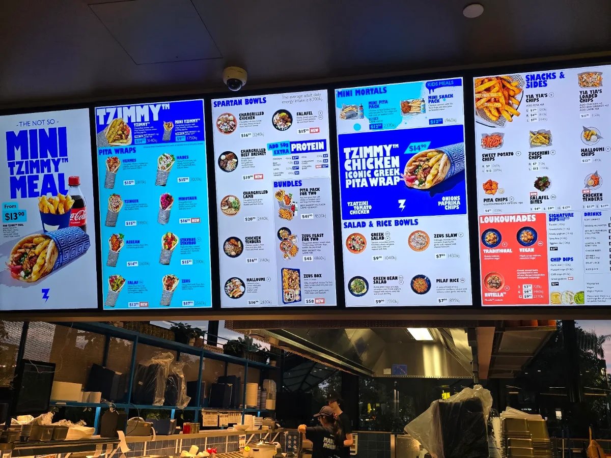 Menu, Zeus Street Greek Westfield Carindale