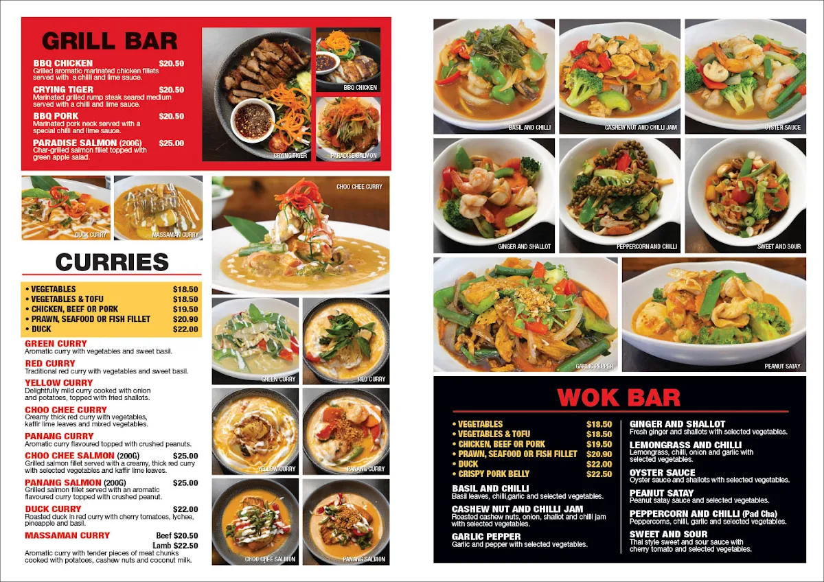 Menu, (Location at Unanderra) Coastal Thai Restaurant