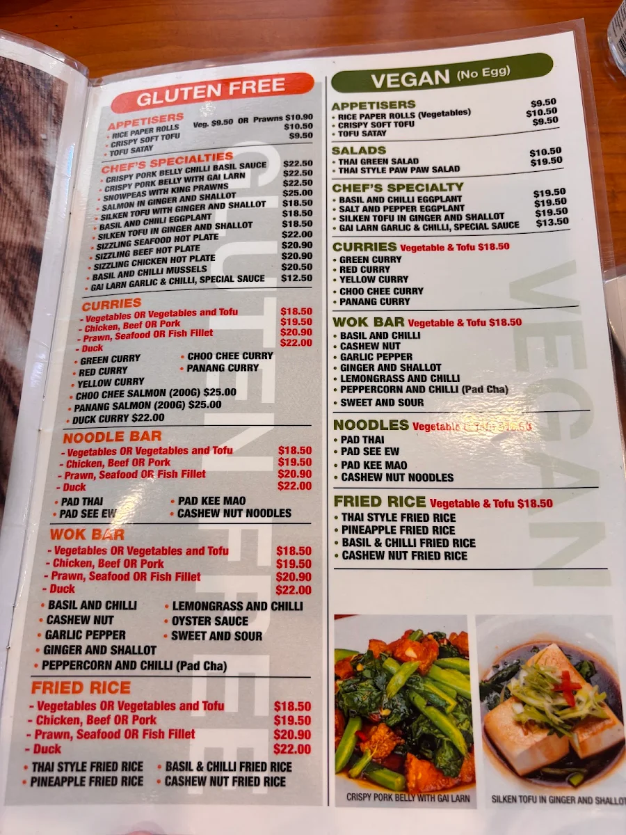Menu, (Location at Unanderra) Coastal Thai Restaurant