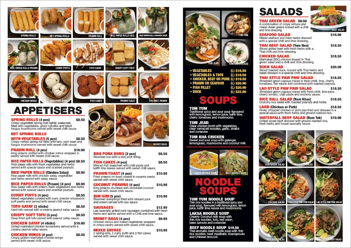 Menu, (Location at Unanderra) Coastal Thai Restaurant