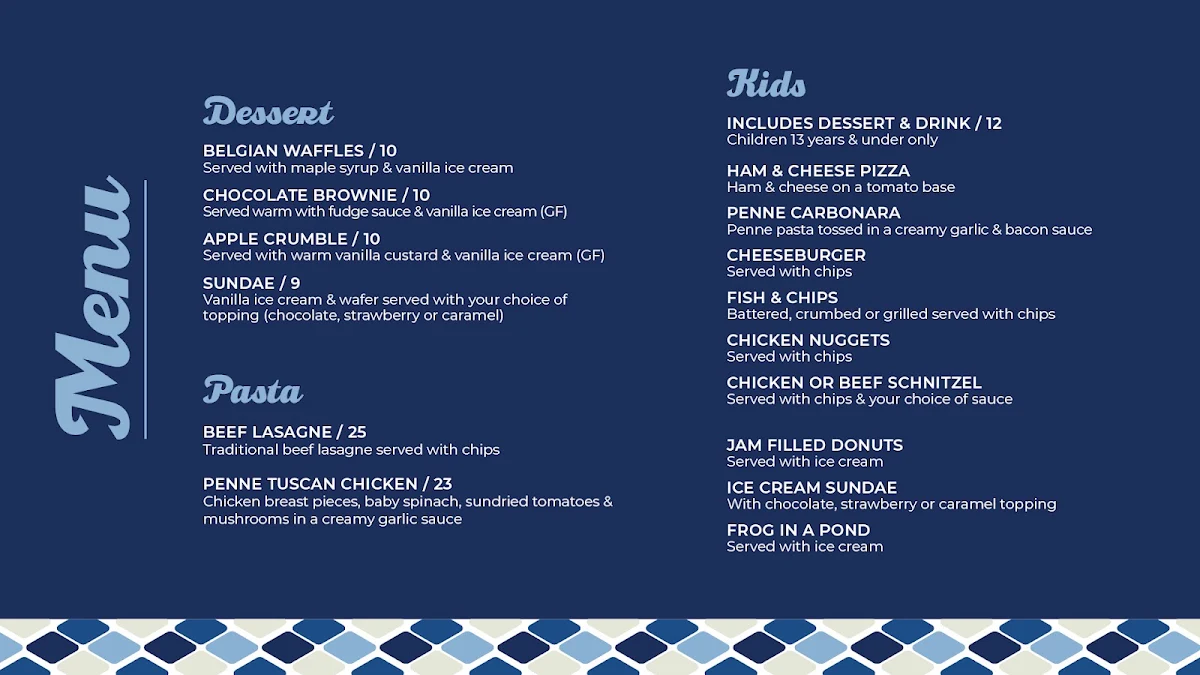 Menu, Midway Tavern