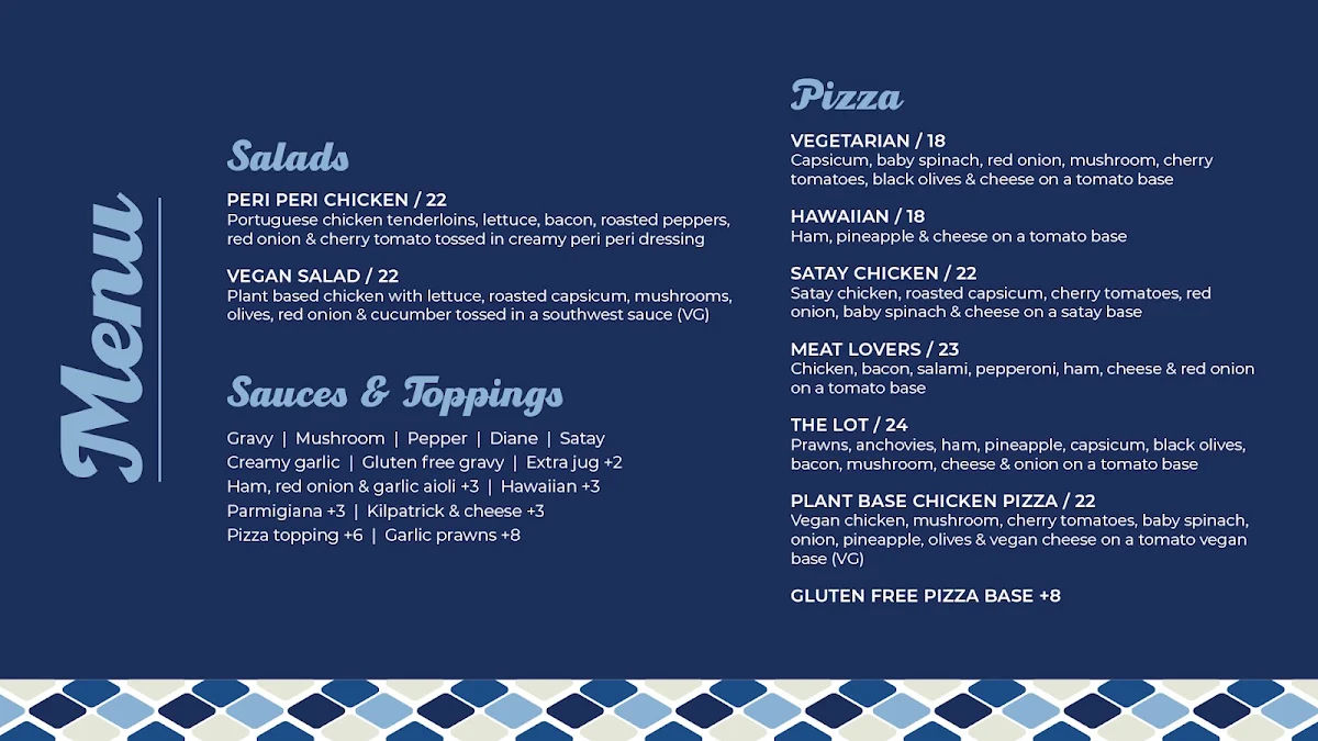 Menu, Midway Tavern